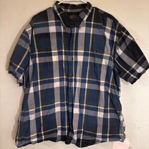 C.E. Schmidt Workwear Plaid Short Sleeve Button Up Shirt Men's 2X Blue‎ Grey